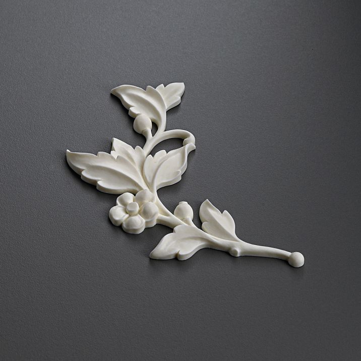 STAVROS polyurethane molding NPU-471L with elegant petals and leaves for walls, ceilings, and furniture, left-sided