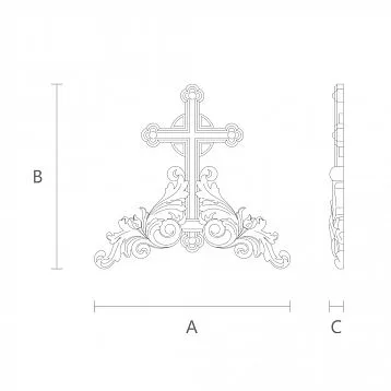 Carved cross IKN-002 from oak &mdash; Orthodox wooden cross with floral ornament