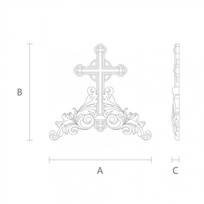 Carved Cross IKN-002 &mdash; wooden decor drawing