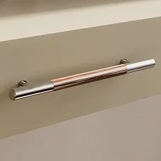 Oscar HL-061-1M furniture handle made of solid wood with Stavros stainless steel, elegant design for kitchens, cabinets, dressers, with protective coating