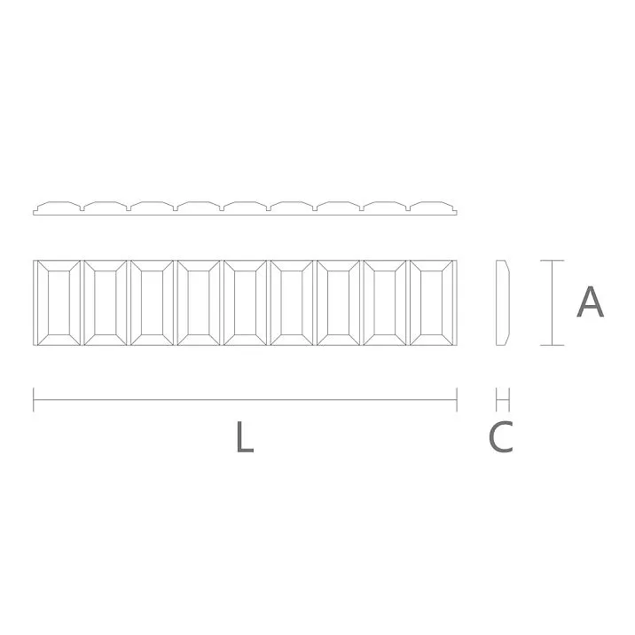 Decorative polyurethane molding KPU-122, for walls and ceiling, drawing