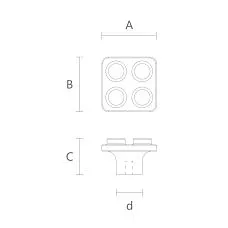 Wooden handle in the form of Lego constructor for children's furniture Module HL-049M drawing
