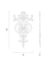 Decor appliqu&eacute; set with floral motif, wooden drawing