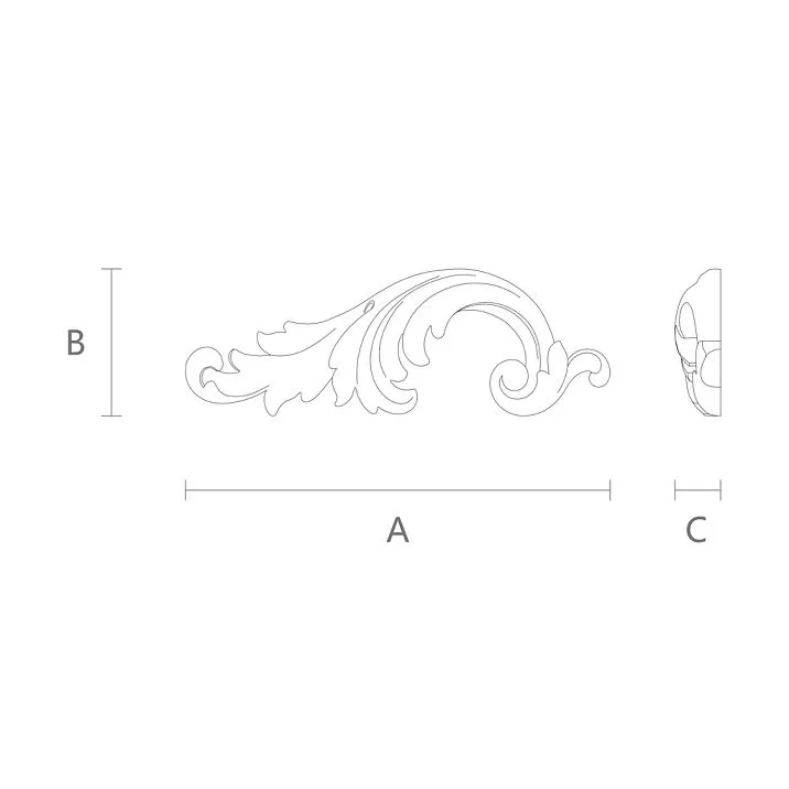 NPU-014L Polyurethane Carved Overlay Drawing