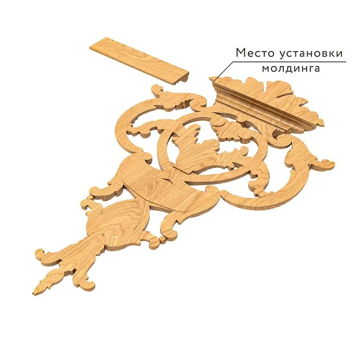 Photo of wooden carved applique, molding mounting location