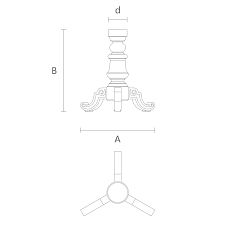 Diagram of carved base STL-007 from solid wood with three legs