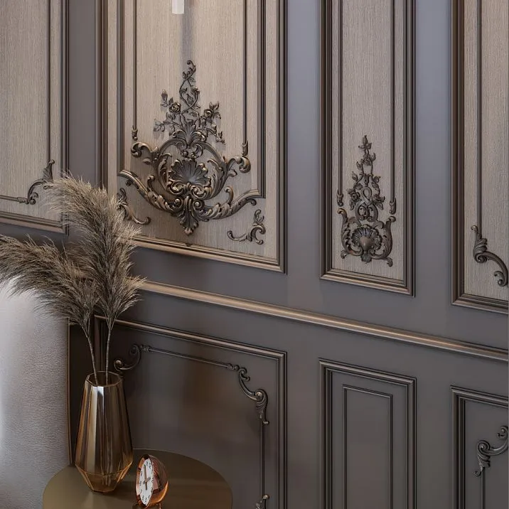 Polyurethane molding on a wall panel in a classic style