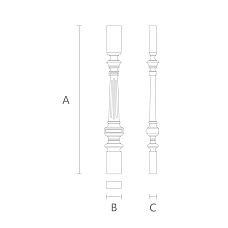 Wooden stair baluster L-079 made of oak or beech &mdash; drawing