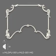 Decorative frame overlay NPU.VRS-003.1 made of polyurethane on a gray background &mdash; Baroque-style ornament with acanthus scrolls