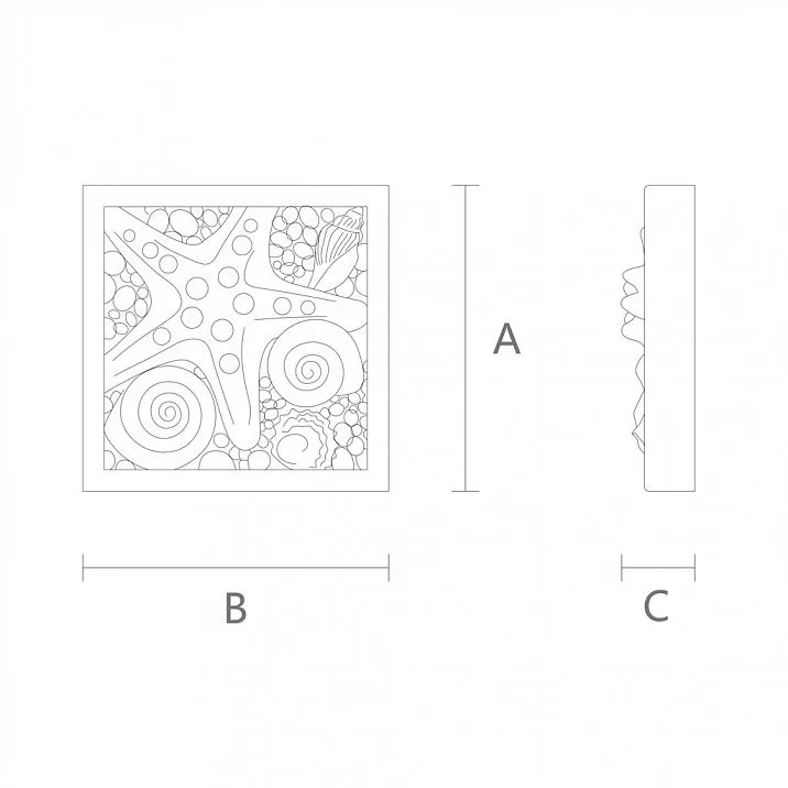 Marine Style Carved Rosette R-082 Drawing