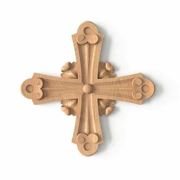 Carved cross IKN-007 from beech &mdash; wooden cross for church decor