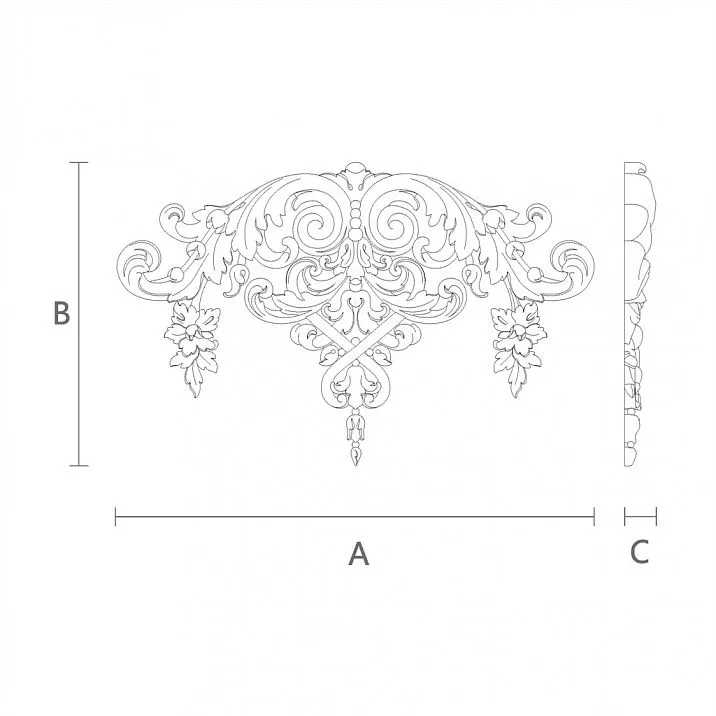 Pattern of wooden carved insert with plant motif
