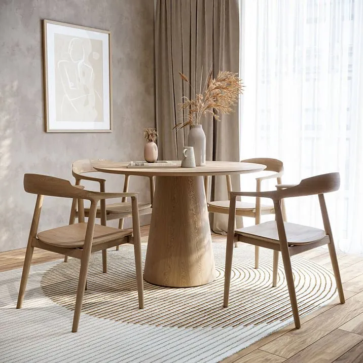 STL-041 table pedestal with ST-030 tabletop and STU-004 chair frame in interior