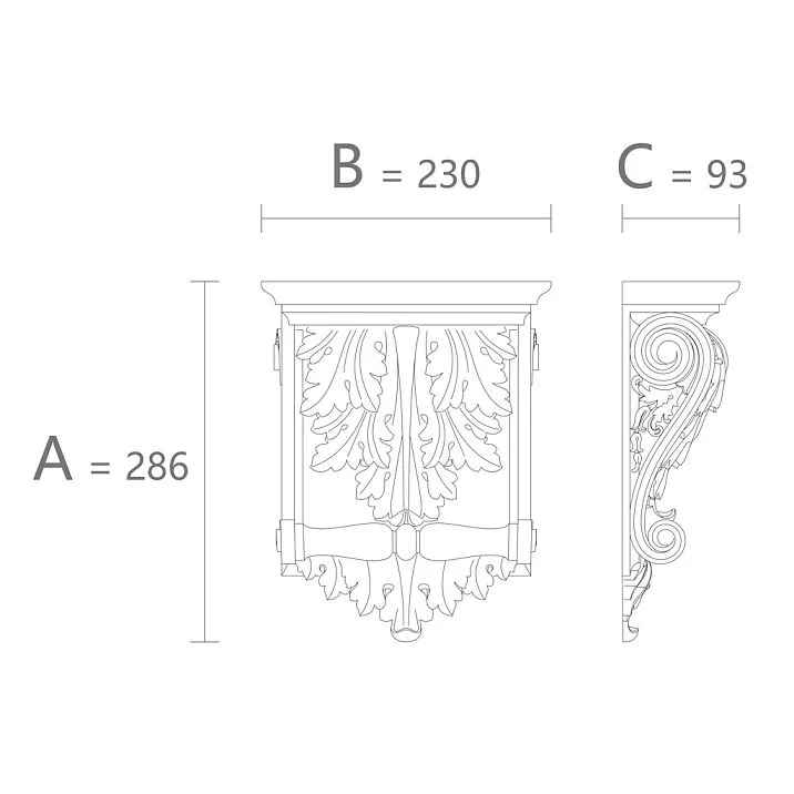Carved polyurethane bracket KRPU-047, hanging decoration &mdash; order in Moscow