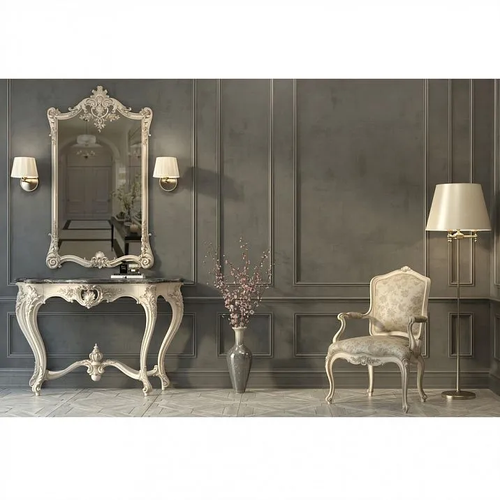 STL-015 table pedestal made of solid wood, composition in interior