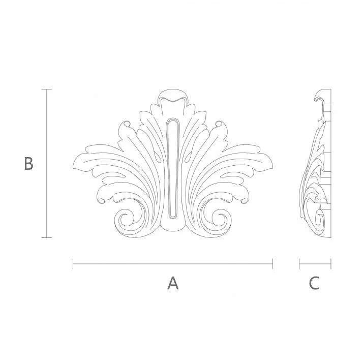 Wooden carved decoration for home and office - overlay N-006 drawing