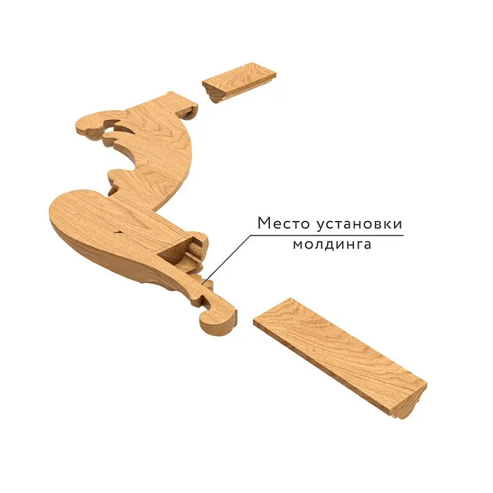 Carved applique MLD-2U-2R wooden, mounting scheme of molding to decor