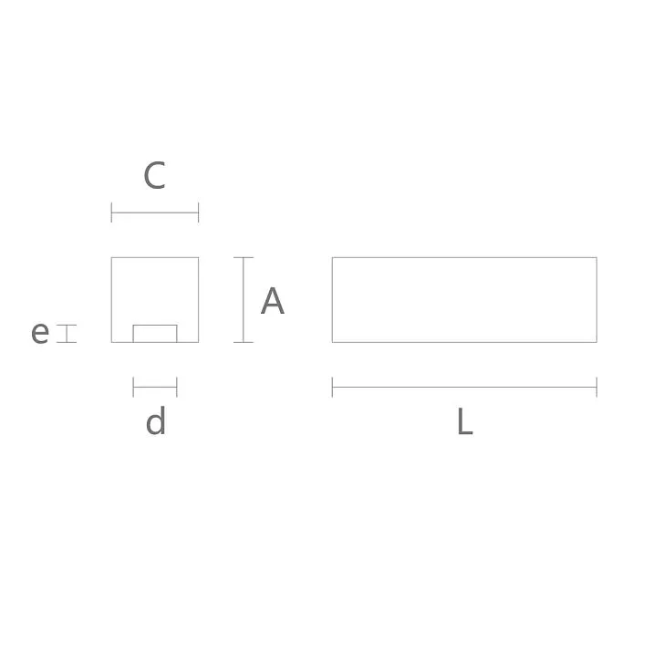 Чертёж с размерами декоративной рейки RK-002 — высота, ширина, длина, глубина и толщина паза