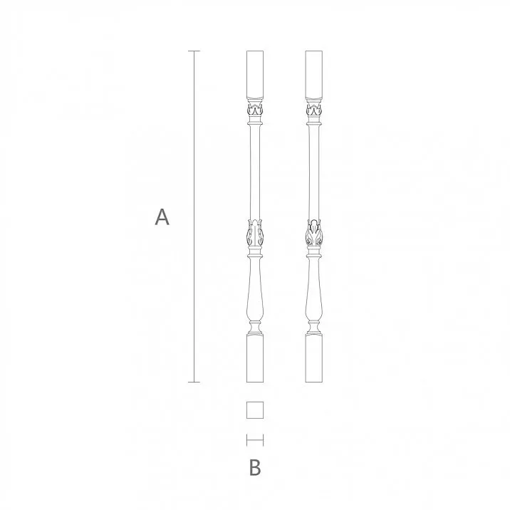 Wooden staircase newel post L-049 with elegant decoration drawing