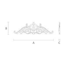 Drawing of relief decoration NPU-098 with dimensions (height, width, thickness) for various design projects