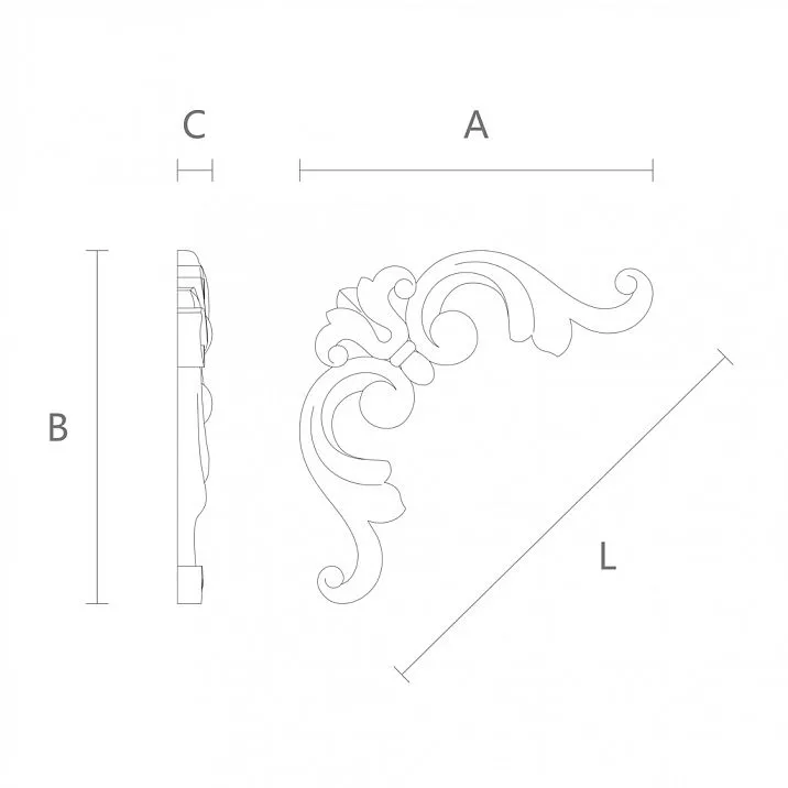 Wooden carved inlay N-213 for decorating furniture, doors, walls, or ceiling &mdash; drawing