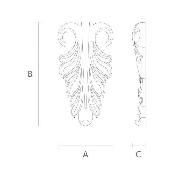 Wooden carved insert for doors, furniture, walls or ceilings, drawing