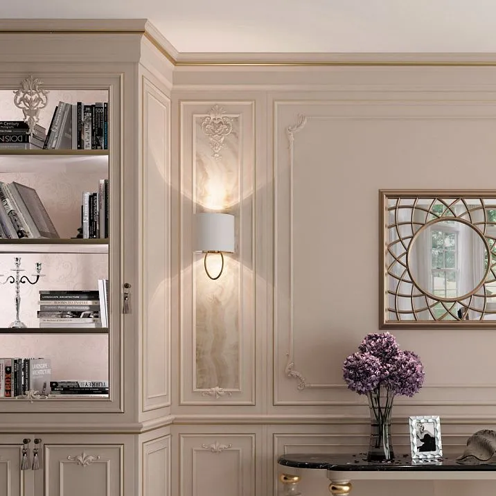 Decorative appliques MLD-2-1 for furniture and facades, photo in interior