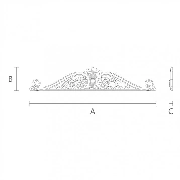 Wooden applique N-051.1 for decorative furniture finishing in classic style drawing