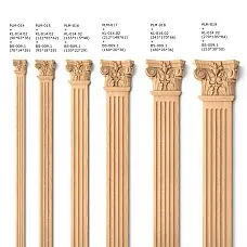 Carved pilaster PLM-018 for interior finishing with dimensions and capitals diagram