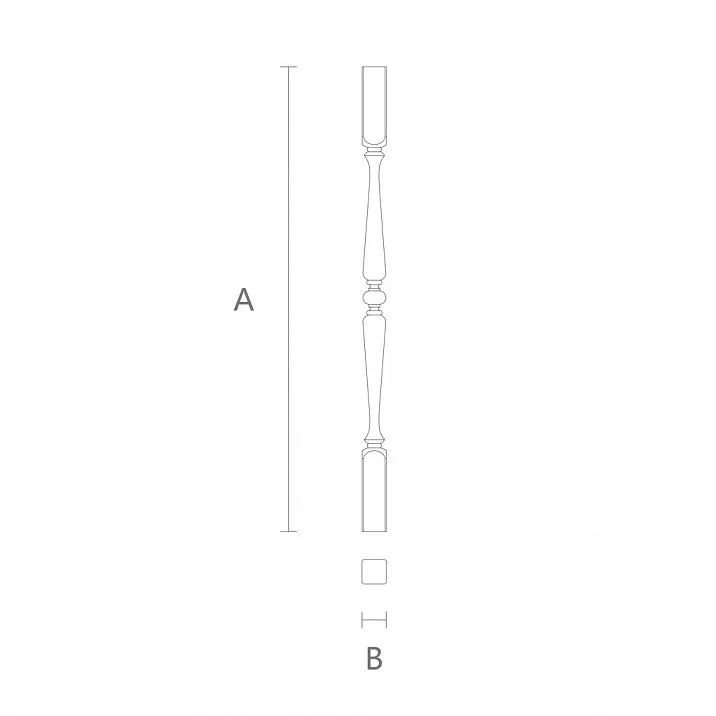 Baluster for staircase from oak or beech L-021 - drawing