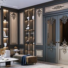 Wooden decor for furniture, ready-made decor set for interior photos