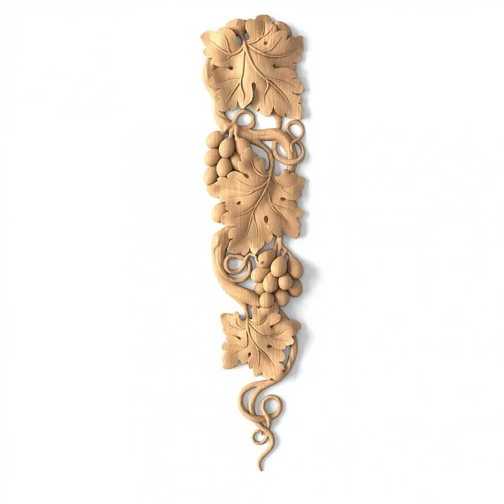 Wooden applique N-253R with wood carving for decoration