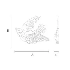 Carved Applique N-476R in the Shape of a Bird - Drawing