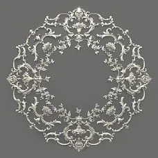 Stucco decoration CPU-066 made of polyurethane, 1345&times;1345&times;19 mm, with baroque floral ornament