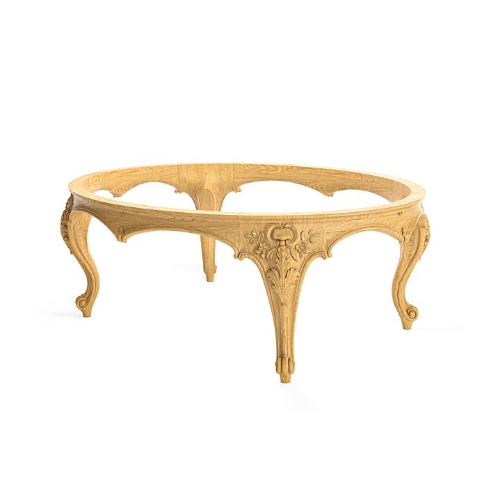 Carved pedestal STL-027-1 from solid wood for a coffee table.