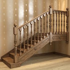 L-073 Wooden Stair Post on Staircase Photo