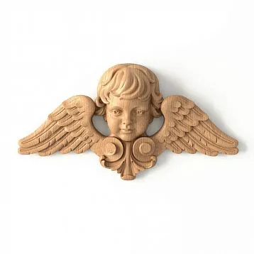 Carved maskron M-013 'Cherub' from oak &mdash; decorative element for church decor