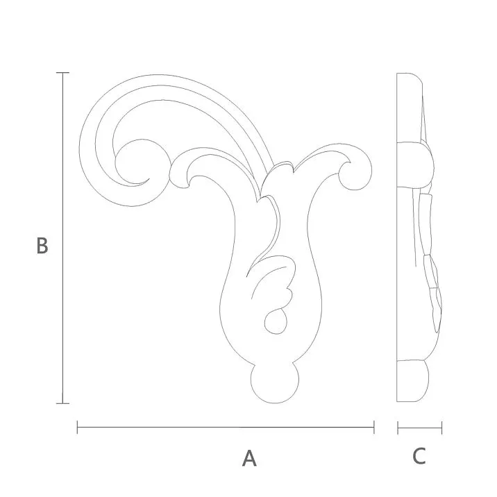 Carved NPU-303L polyurethane molding for home, drawing for dimensions