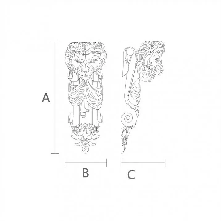 Decorative Bracket KR-034 for Shelves and Beams Drawing