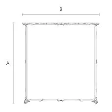 Drawing with dimensions of carved bed frame KRVT-001-1-1 made of solid wood
