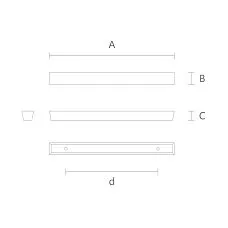 Drawing of the wooden furniture handle Tetras HL-033M made of oak