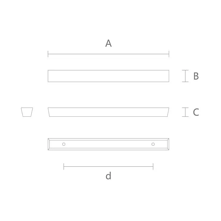 Drawing of the wooden furniture handle Tetras HL-033M made of oak