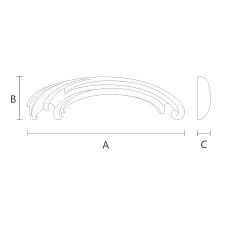 Schematic illustration of model NPU-432L, showing the length, height, and thickness of the item