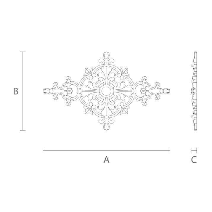 Carved applique from polyurethane NPU-154, drawing for dimensions