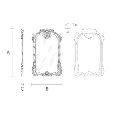 Mirror with oak frame drawing