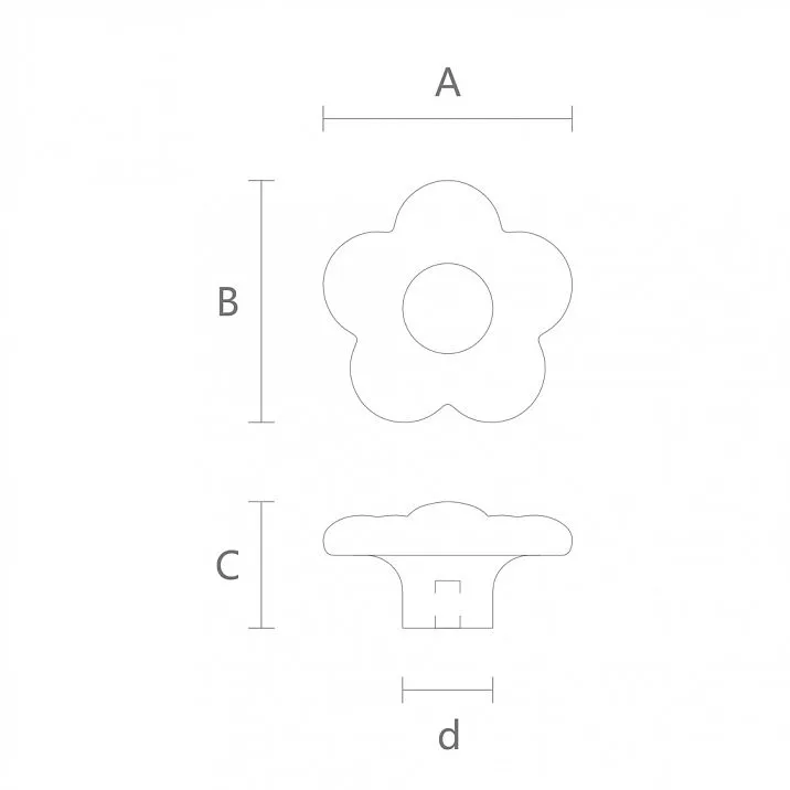 Wooden furniture handle Flower HL-043M drawing