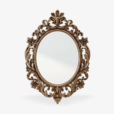Oval mirror in carved wooden frame