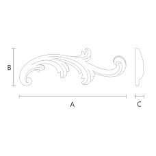 Schematic illustration of model NPU-431R with indication of length, height, and thickness of the item