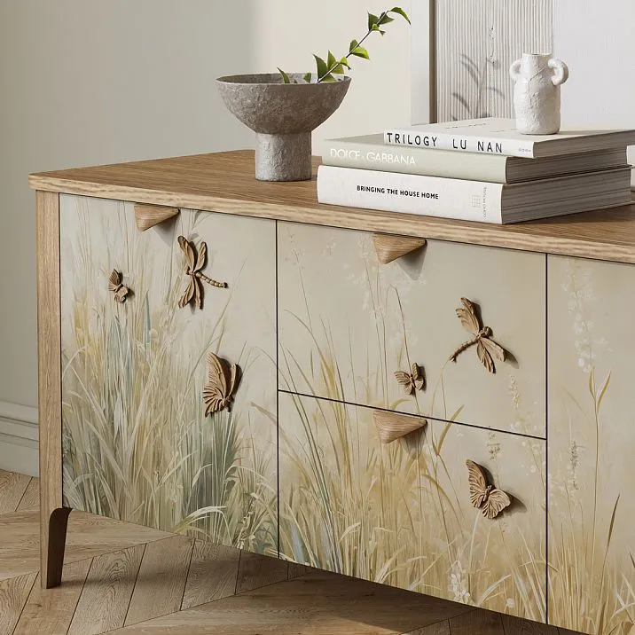 Carved dragonfly overlay N-484 from wood for decorating furniture fronts, dresser photo