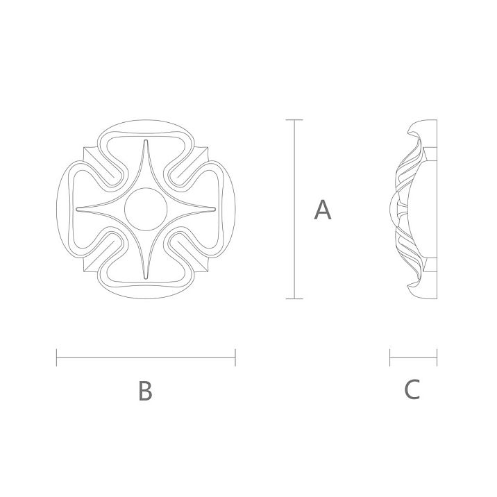 Carved decorative element from polyurethane &mdash; rosette for interior and wall moldings